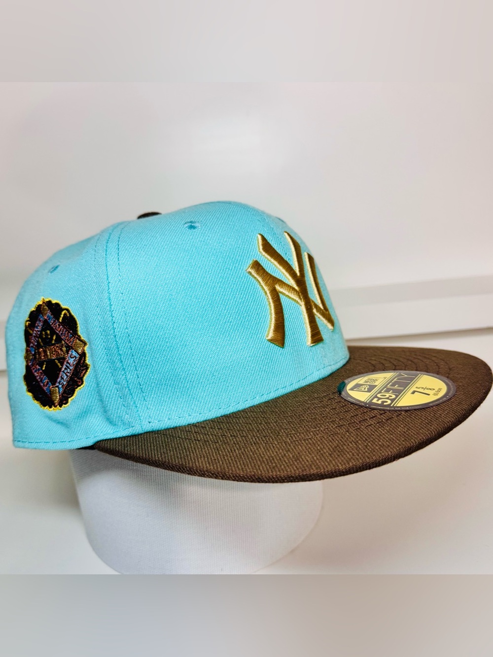 ⚾️ New Era 59FIFTY Yankees Cooperstown Collection Fitted Hat 7 5/8” Teal & Tan 🔥